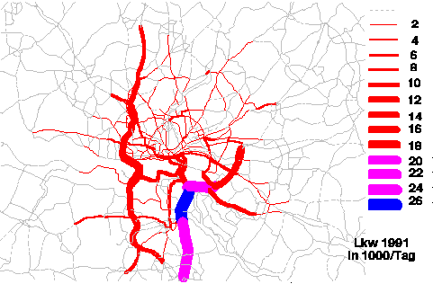 Werktaegliche Verkehrsmenge Lkw 1991