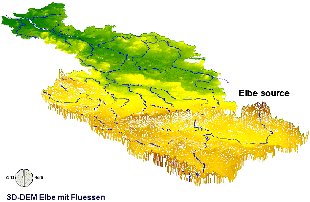 3D-DEM cut from USGS world dem, 1km2 grid